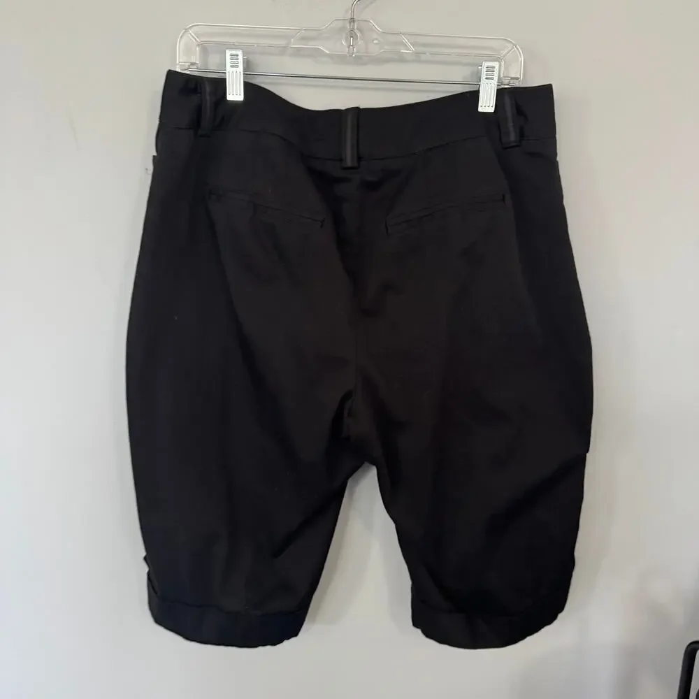 Ashley Stewart Black Cotton & Spandex Blend Bermuda Shorts Womens Plus Size 14 W